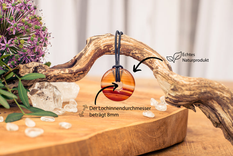 Carnelian donut | 30 mm pendant + cotton cord