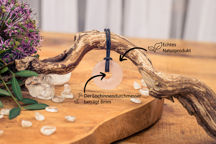 Rosenquarz Donut | 30 mm Anhänger + Baumwollband