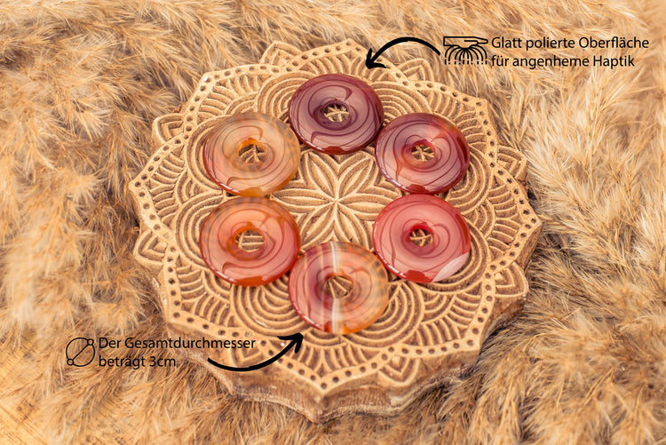 Carnelian donut | 30 mm pendant + cotton cord