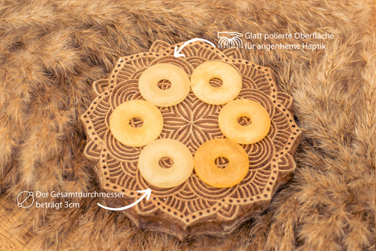 Orange Calcite (Aragonite) Donut | 30 mm Pendant + Cotton Cord