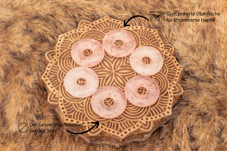 Rosenquarz Donut | 30 mm Anhänger + Baumwollband