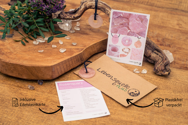 Rosenquarz Donut | 30 mm Anhänger + Baumwollband