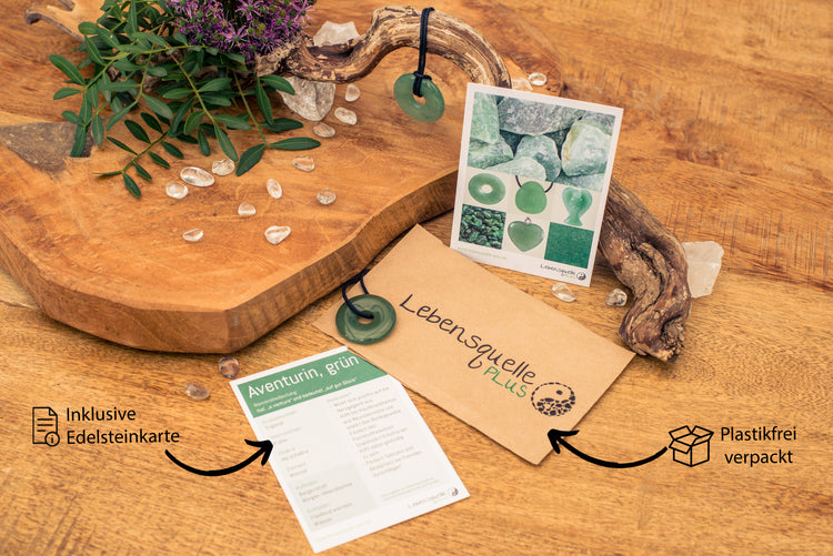 Aventurine, green donut | 30 mm pendant + cotton cord