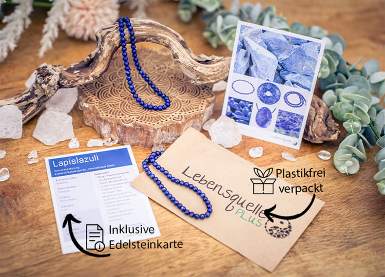 Lapis lazuli bead chain | Ø 4mm with 925 silver clasp | 45cm