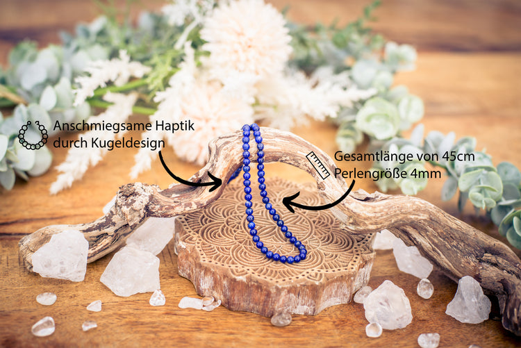 Lapis lazuli bead chain | Ø 4mm with 925 silver clasp | 45cm