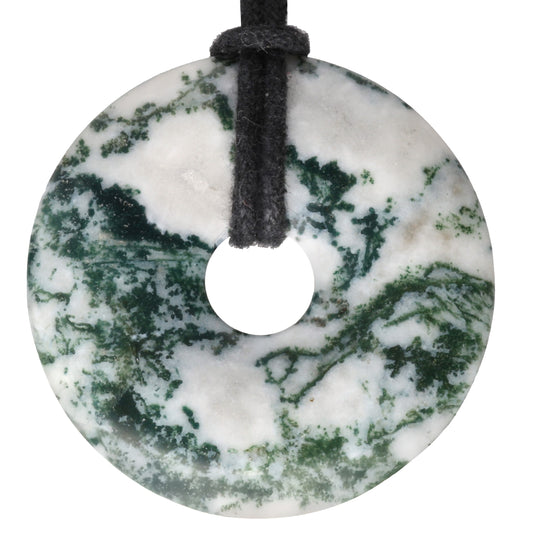 Tree agate donut | 40 mm pendant + cotton cord