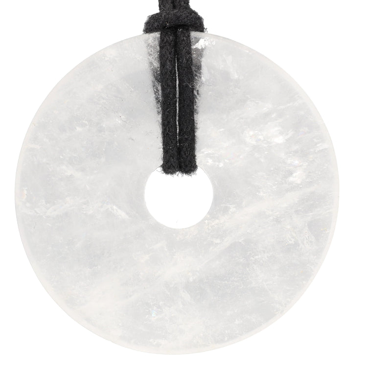 Rock crystal donut | 40 mm pendant + cotton cord