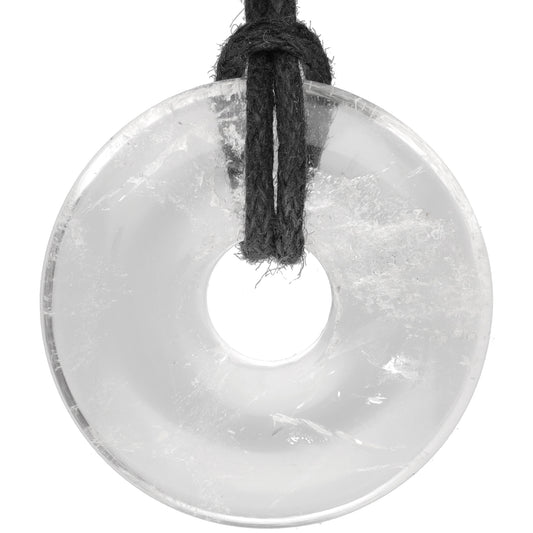Rock crystal donut | 30 mm pendant + cotton cord