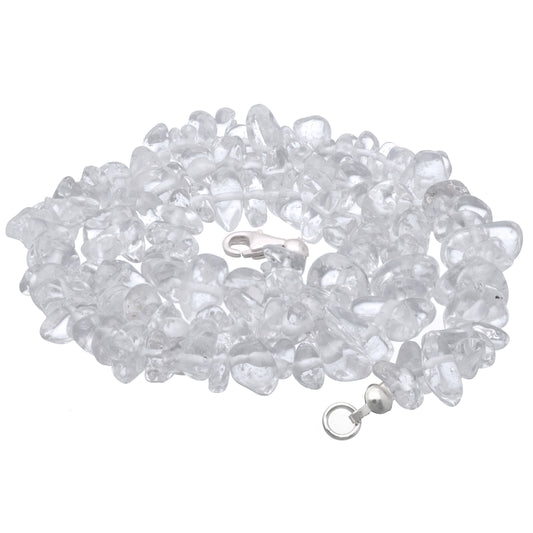Rock crystal chip necklace | 45+5 cm extension chain | 925 silver