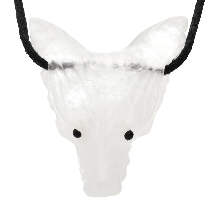 Rock crystal wolf head pendant