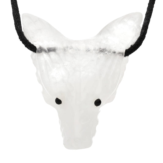 Rock crystal wolf head pendant