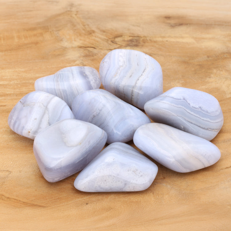 Chalcedony, blue tumbled stone