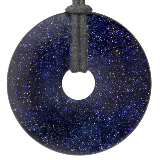 Blue Goldstone Donut | 40 mm Pendant + Cotton Cord