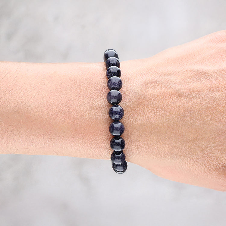Blue Goldstone Bead Bracelet | 8 mm