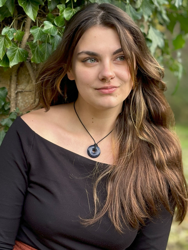 Blue Goldstone Donut | 30 mm Pendant + Cotton Cord