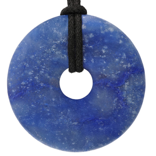 Blue Quartz Donut | 40 mm Pendant + Cotton Cord