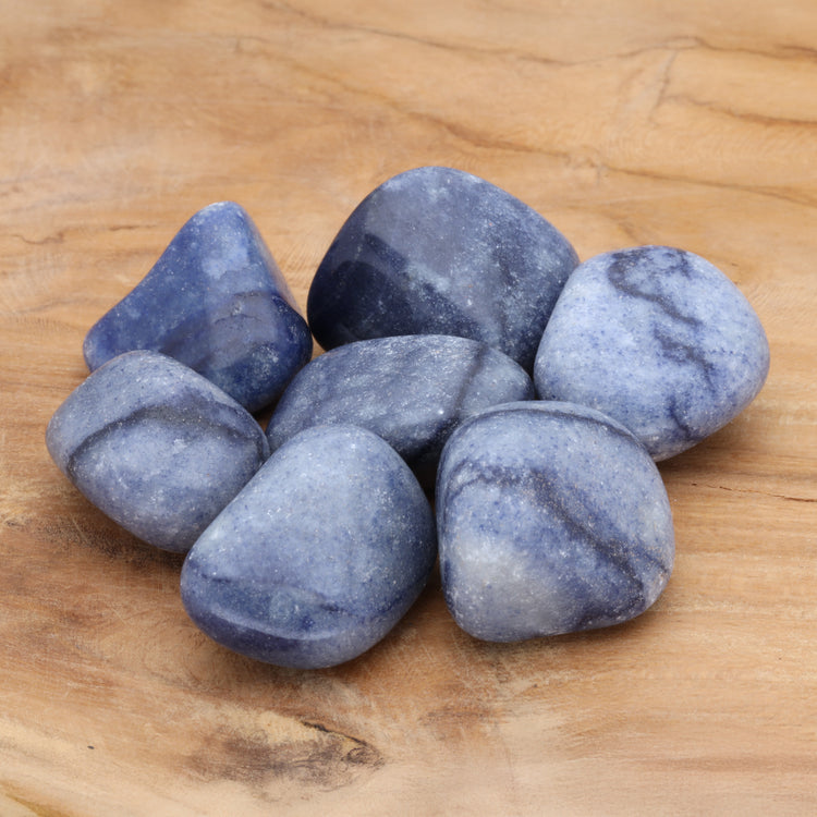 Blue quartz tumbled stone