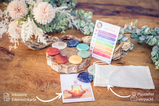 Chakra Stone Set | 7 Disc Stones in a Cotton Bag