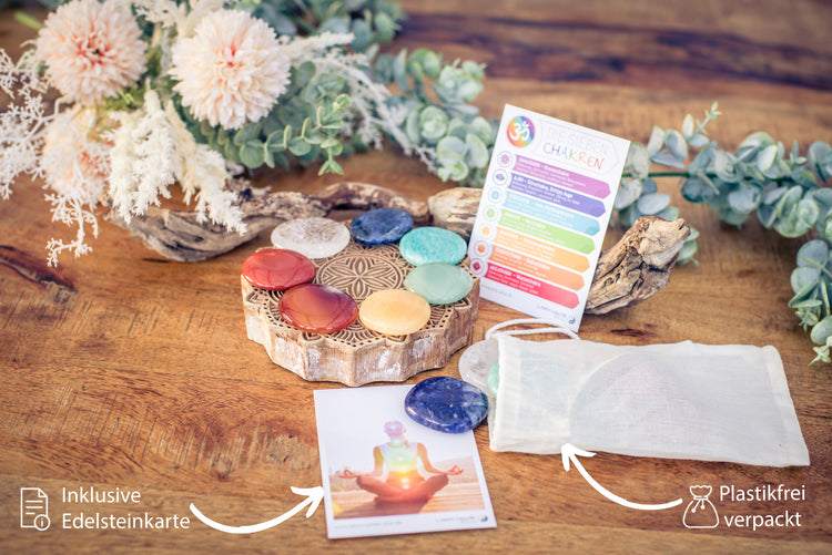 Chakra Stone Set | 7 Disc Stones in a Cotton Bag