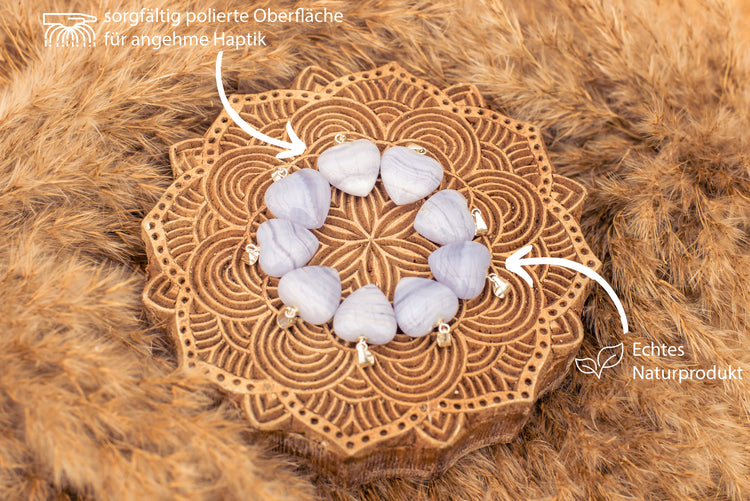 Chalcedony, blue heart pendant | in 2 sizes