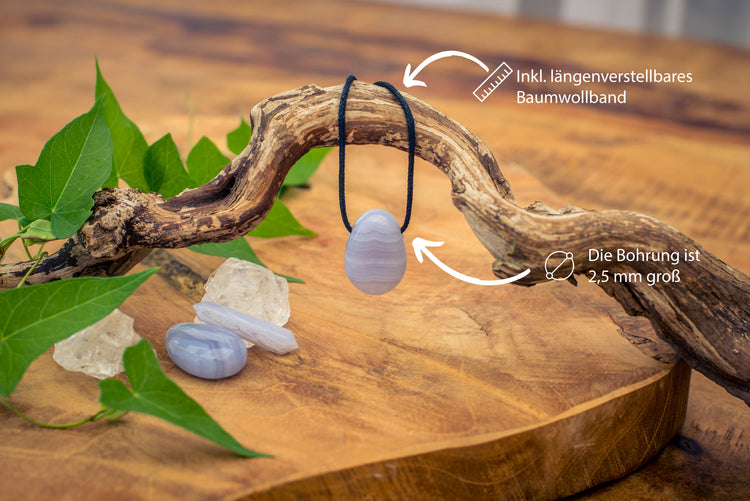 Chalcedony, blue drop pendant