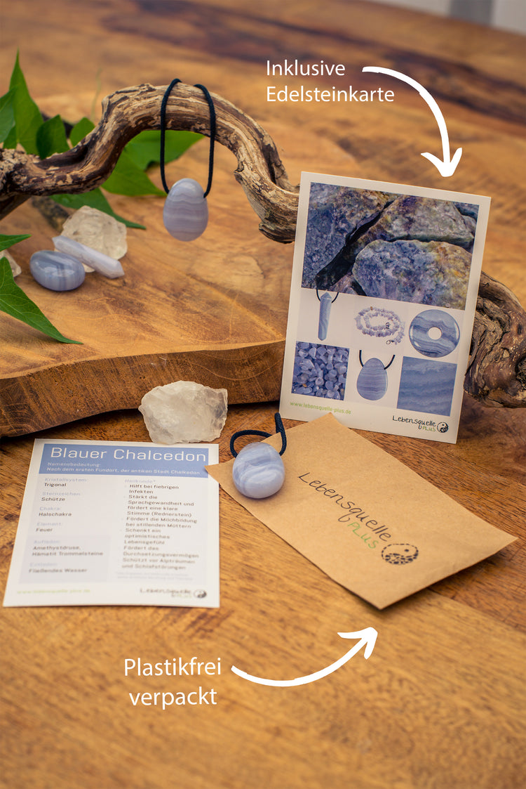 Chalcedony, blue drop pendant