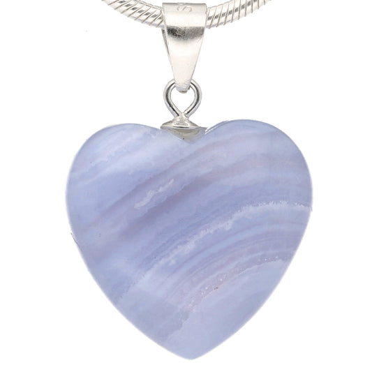 Chalcedony, blue heart pendant | in 2 sizes