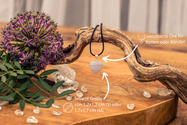 Chalcedony, blue heart pendant | in 2 sizes