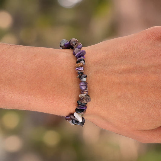 Charoite chip bracelet