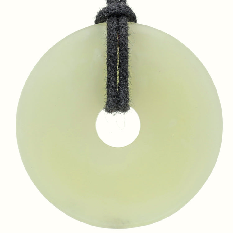 Chinese Jade Donut | 40 mm Pendant + Cotton Cord