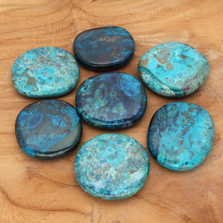 Chrysocolla disc stone | Palm stone
