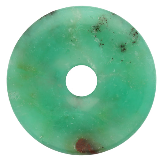Chrysoprase, natural donut | 40 mm pendant + cotton cord