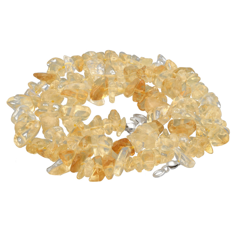 Citrine chip necklace | 45+5 cm silver clasp