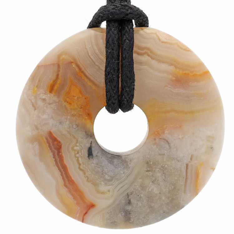 Crazy Lace Agate Donut | 30 mm pendant + cotton cord