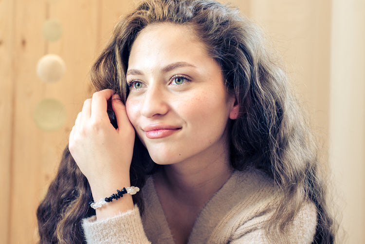 Rock crystal + Schörl splinter bracelet