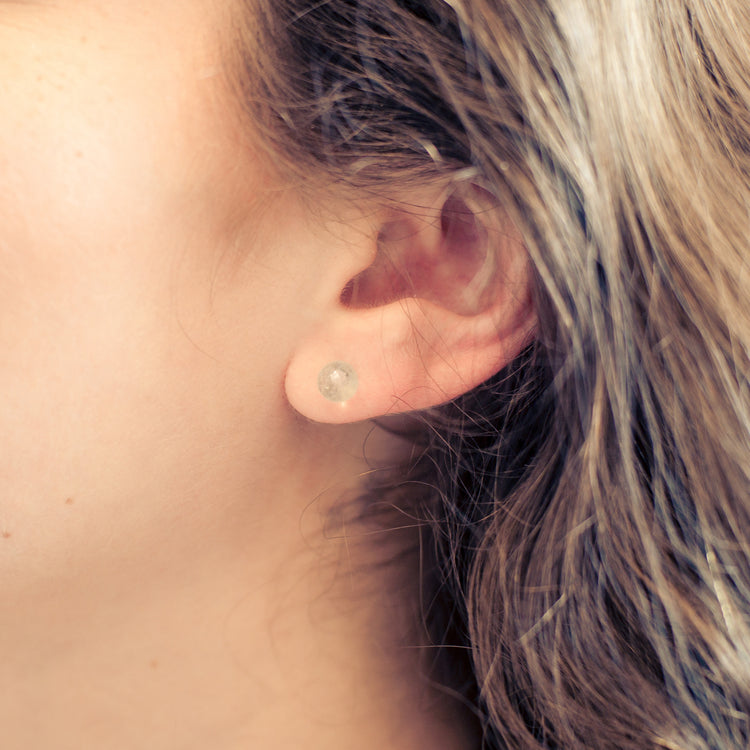 Rock crystal stud earrings 6 mm | 925 silver