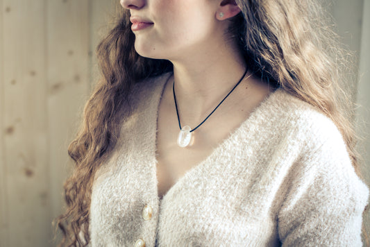 Rock crystal drop pendant