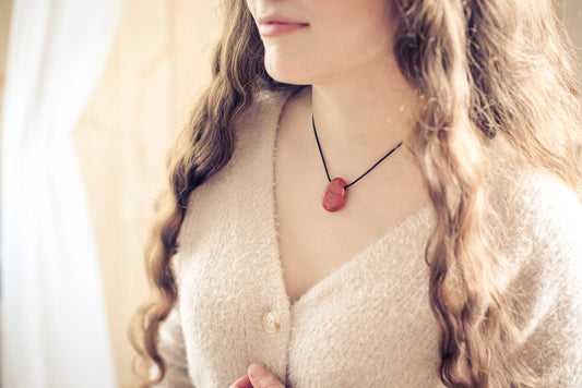 Jasper, red drop pendant