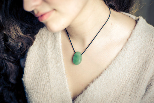 Aventurine, green drop pendant