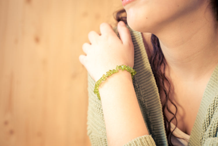 Peridot chip bracelet
