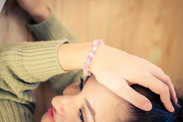 Kunzite chip bracelet