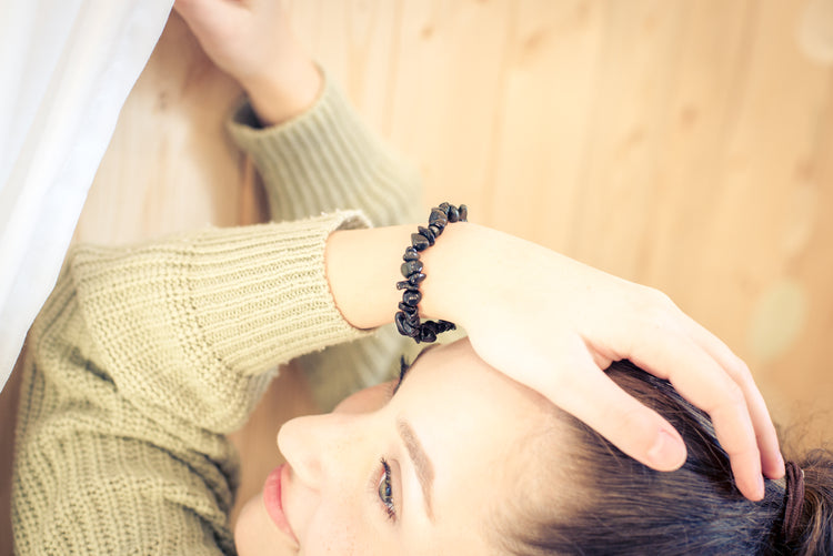 Obsidian, black sliver bracelet