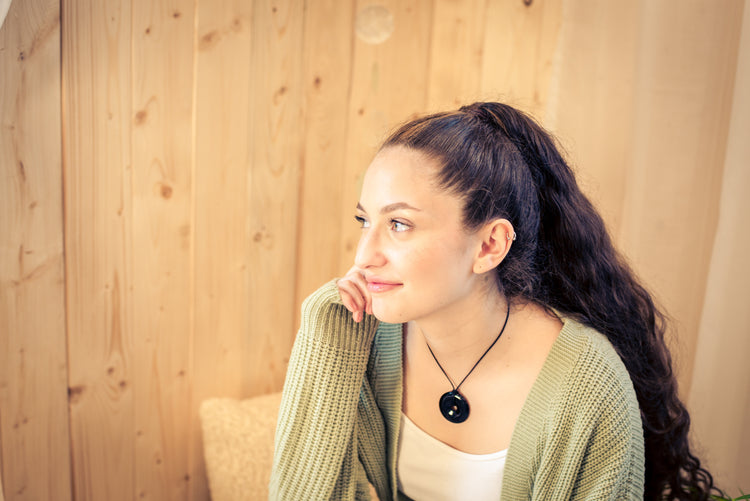 Tourmaline, black (Schörl) Donut | 40 mm pendant + cotton cord