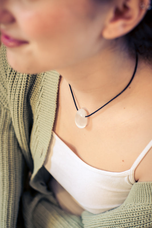 Selenite drop pendant
