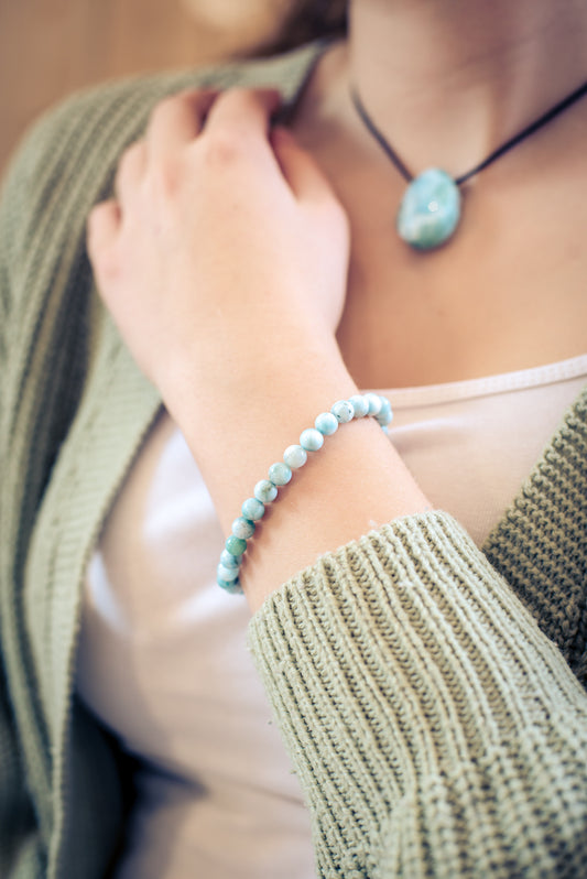 Larimar bead bracelet | 6mm