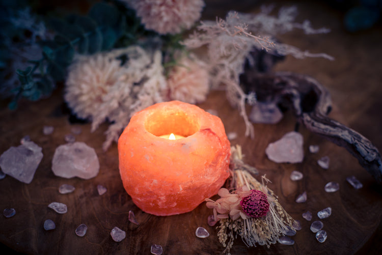 Salt crystal tealight holder