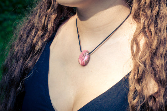 Rhodochrosite drop pendant
