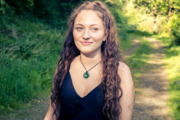 Aventurine, green donut | 30 mm pendant + cotton cord