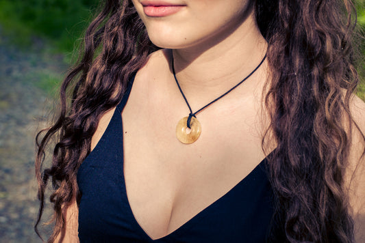 Citrine Donut | 30 mm pendant + cotton cord