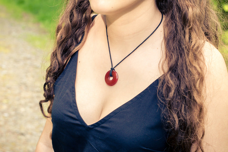 Carnelian donut | 30 mm pendant + cotton cord